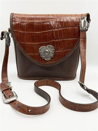 BRIGHTON ~ Brown Leather Cross Body Purse