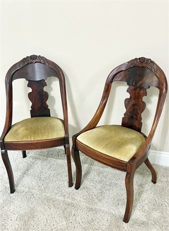 Pair (2) of American Empire Mahogany "Gondola" Chairs