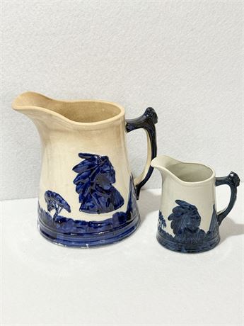 Pair (2) “Old Sleepy Eye” Native American Chief Stoneware