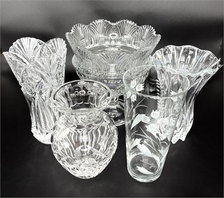 Leaded Crystal Vase Lot