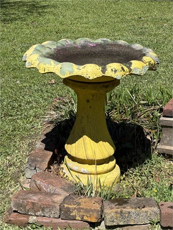 Painted Cement Bird Bath