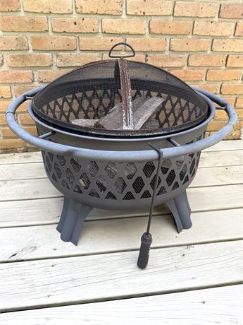 Steel Wood Burning 29.6 Inch Firepit with Poker