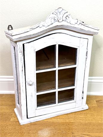White Washed Curio Wall Cabinet