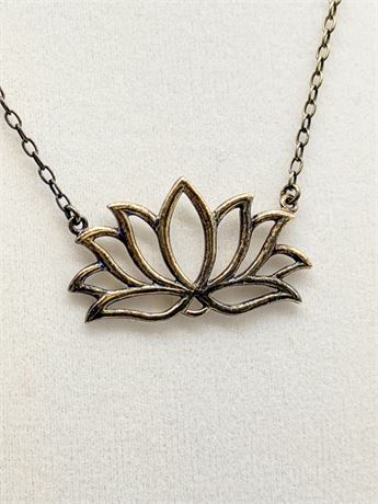 Sterling Silver Gold finish Necklace With Lotus Pendant