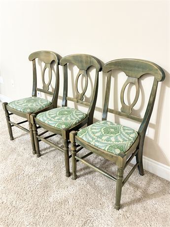 Trio (3) of Upholstered Wooden Farmhouse Style Dining Chairs