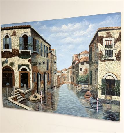36 x 48 ~ Original Canvas Painting Of Venetian Scenery - By Austin
