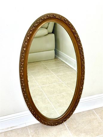 Antique Oval Mirror with Ornate Frame