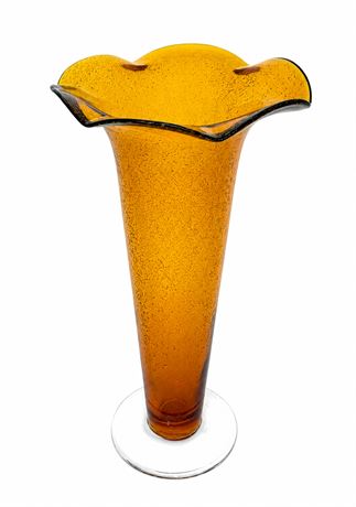Amber Bubble Glass Vase