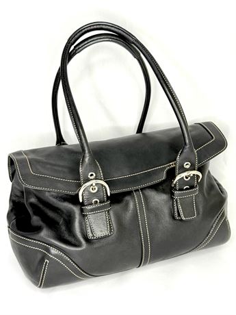 Authentic Coach Soho Black Buttery Soft Leather Belted Purse