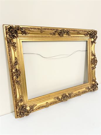 Large Ornate Renaissance-Style Gilt Wood & Gesso Frame