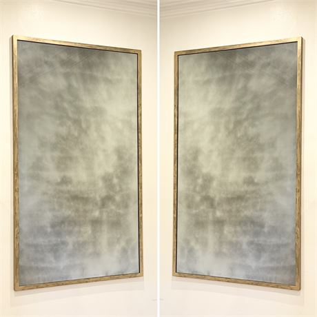Pair (2) Large Distressed Smoked Wall Mirrors