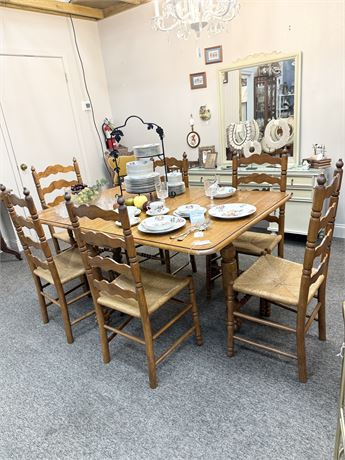 TELL CITY ~ (6) Ladder Back Rush Chairs